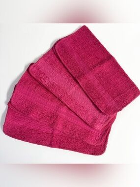 Comfort Bay Pink Washcloths with Dobby Border 100% Cotton 12x12 Lot of Four NWT